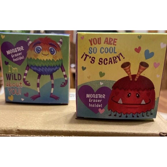 28 Peaceable Kingdom Valentines Day Cards for Kids w/Monster Erasers EnvelopeNew - Picture 8 of 13